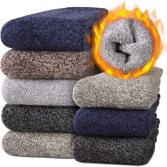 Other - Mens Thick Wool Socks Thermal Warm Winter Crew Socks 5 Pairs Multicolors